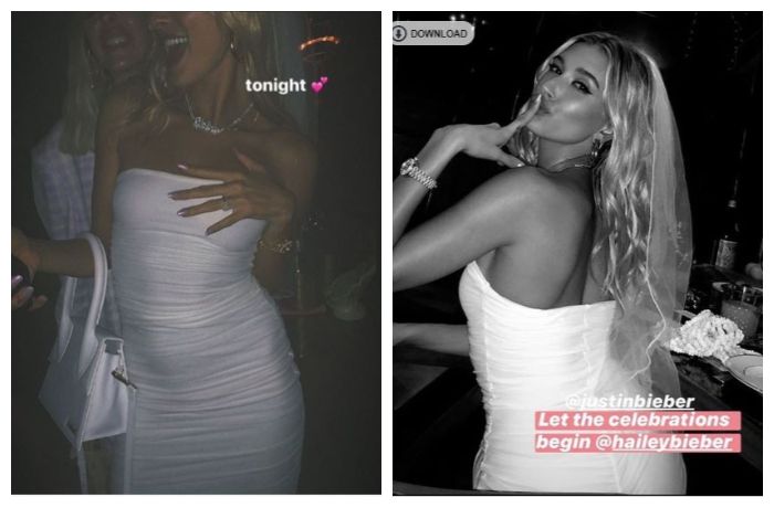 Penampilan Hailey Baldwin saat pesta lajang