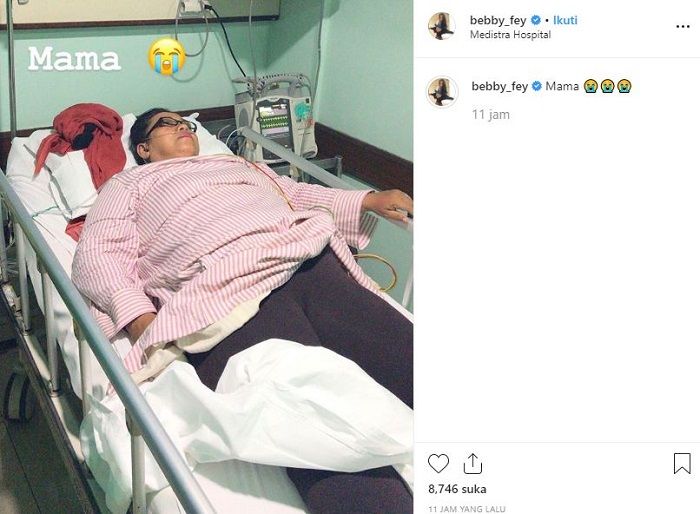 Bebby Fey perlihatkan kondisi saat ibunya dirawat di rumah sakit