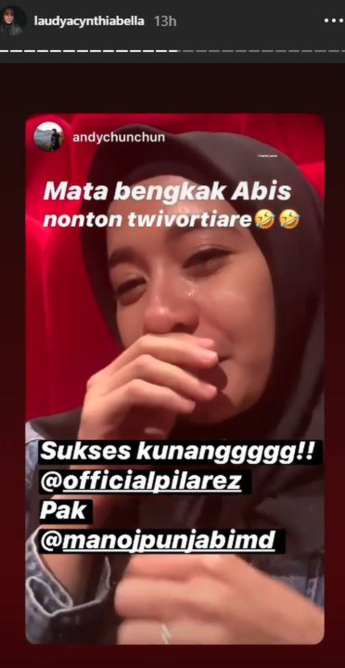 Laudya Cynthia Bella nangis nonton Twivoartiare