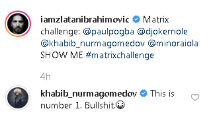 Jawaban Khabib Nurmagomedov saat ditantangan Zlatan Ibrahmivoc bermain Matrix Challenge. 