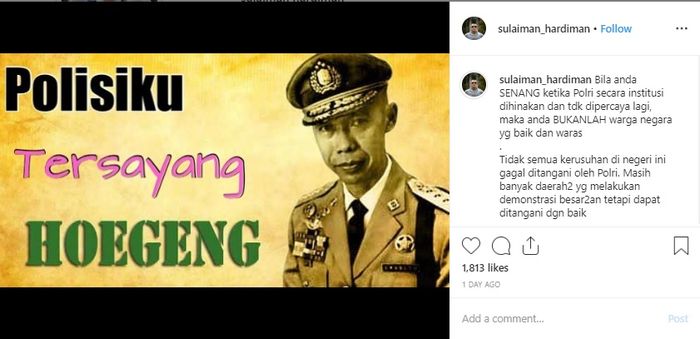 Postingan Sulaiman Hardiman di Instagram