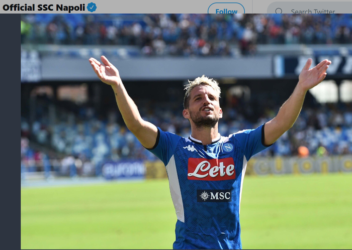 Dries Mertens mencetak gol ke-114 untuk Napoli saat menang 2-1 atas Brescia, Minggu (29/9/2019) di San Paolo.