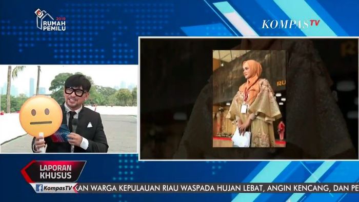 Pengamat fashion, Caren Delano (kiri) memberi komentar buruk dengan gaya berpakaian Mulan Jameela saat menghadiri acara pelantikan anggota dewan, Selasa (1/10/2019).