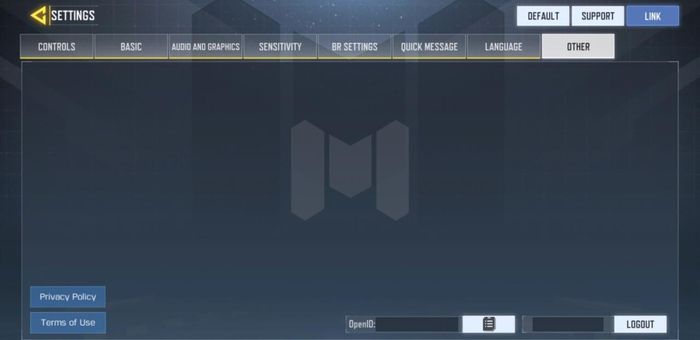 Tampilan setting di COD: Mobile
