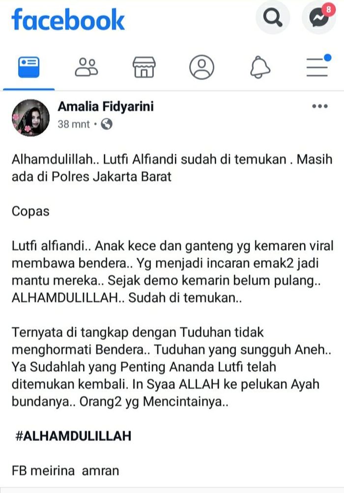 Kabar terakhir Lutfi Alfiandi