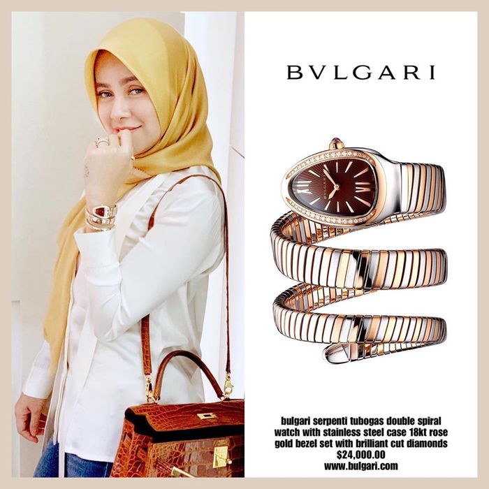 Bulgari serpenti tubogas double spiral watch with stainless steel case 18kt rose gold bezel set with brilliant cut diamonds 