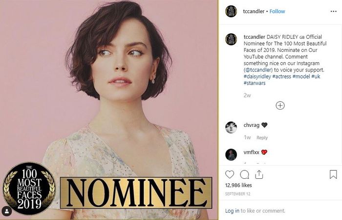 Daisy Ridley masuk nominasi
Instagram/tccandler