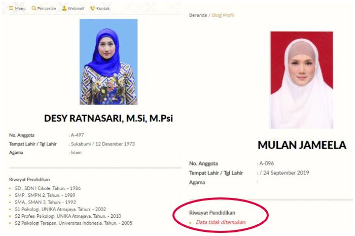 Data riwayat pendidikan Mulan Jameela sampai detik ini masih belum tercantum.