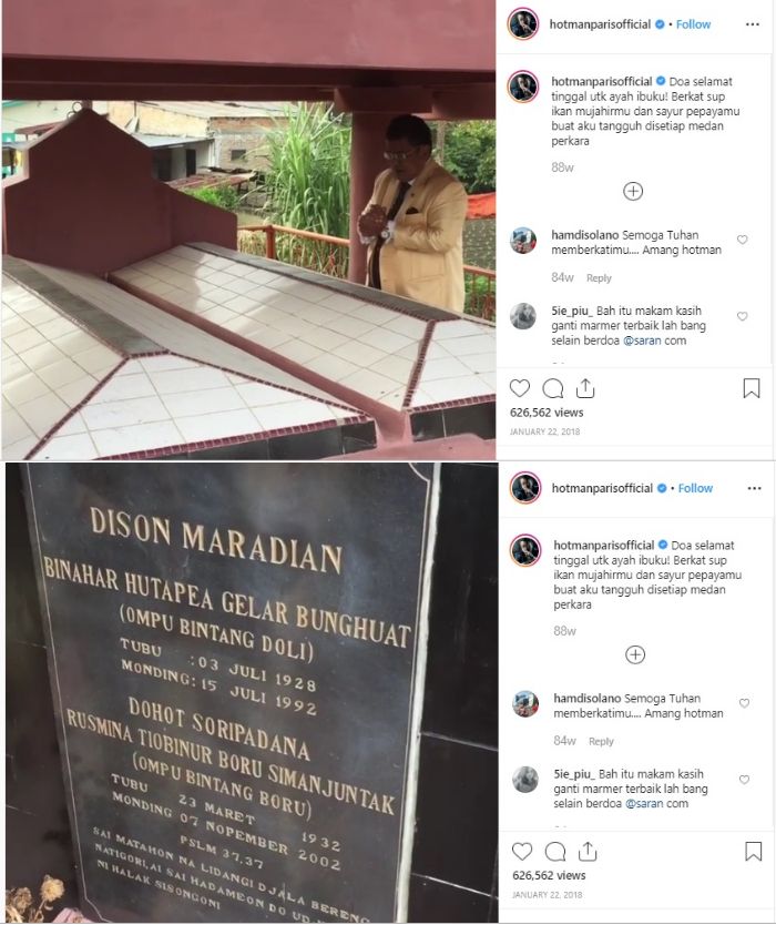 Makam orang tua Hotman Paris