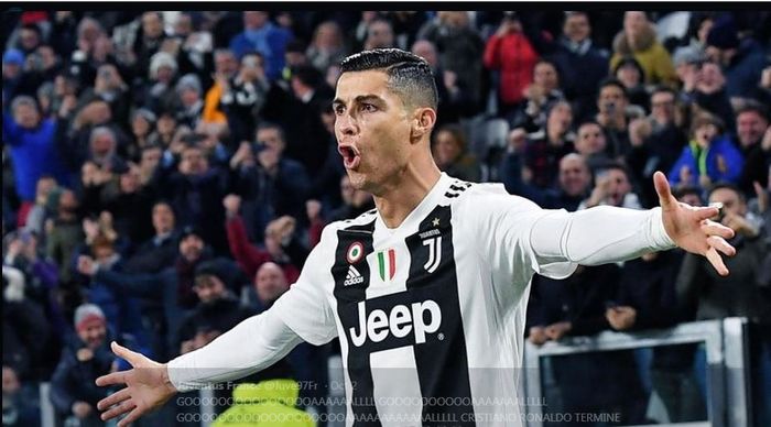 Cristiano Ronaldo merayakan golnya untuk Juventus.