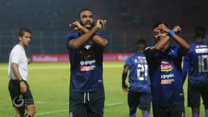 Selebrasi pemain Arema FC