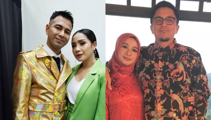 Kolase Raffi Ahmad-Nagita Slavina (kiri) dan Laudya Cynthia Bella-Engku Emran (kanan)