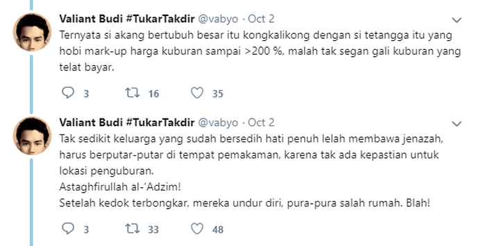 unggahan tentang praktik calo makam