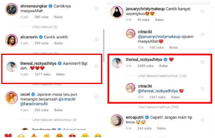 Citra Kirana dan Rezky Aditya umbar kemesraan dengan berbalas emoticon hati