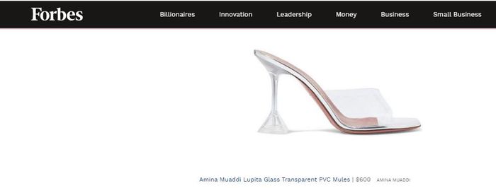 Amina Muaddi seri Lupita Glass Transparent PVC Mules.