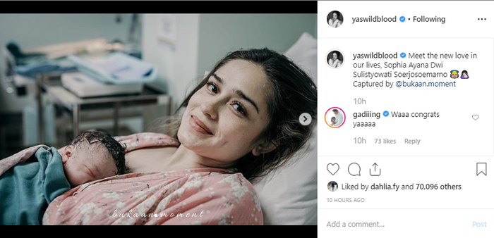 Instagram/yaswildblood
Yasmine Wildblood melahirkan anak keduanya