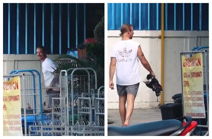kolase tangkap layar instagram @diplo
Diplo ganti celana di pojokan ruko.