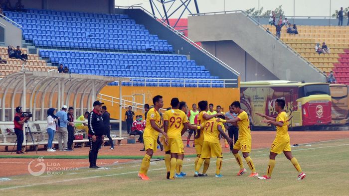 Selebrasi pemain Sriwijaya FC.