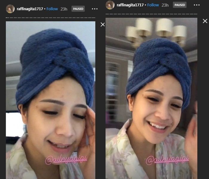 Video instastory Nagita Slavina setelah mandi dengan keadaan wajah tanpa makeup