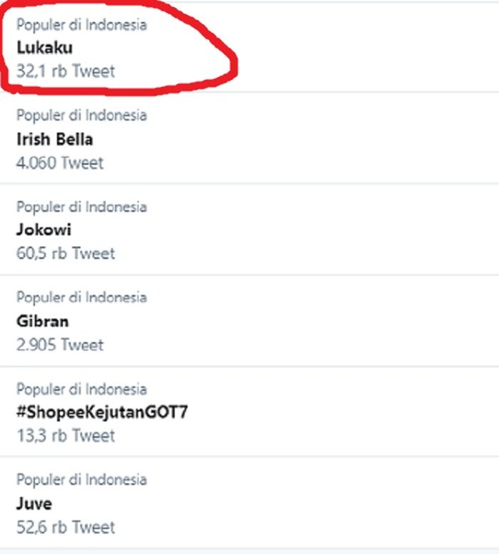 Nama Lukaku menjadi trending topic di Twitter karena dua hal ini.