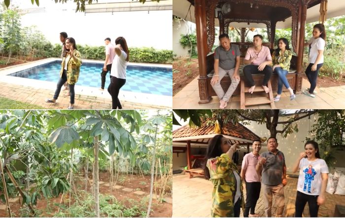 Kolam renang dan kebun di rumah Tukul Arwana