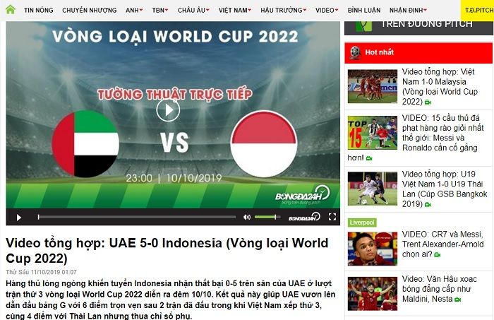 Pemberitaan Media Vietnam terkait kekalahan timnas Indonesia dari Uni Emirat Arab dalam lanjutan Kualifikasi Piala Dunia 2022.
