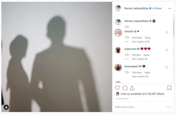 Unggahan Instagram Rezky Aditya