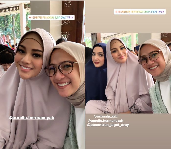 Tampilan memesona Aurel Hermansyah saat kunjungi pesantren