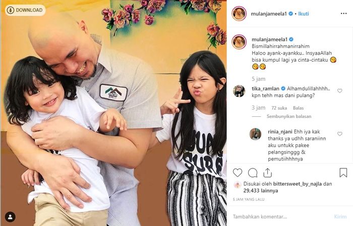 Unggahan foto Mulan Jameela