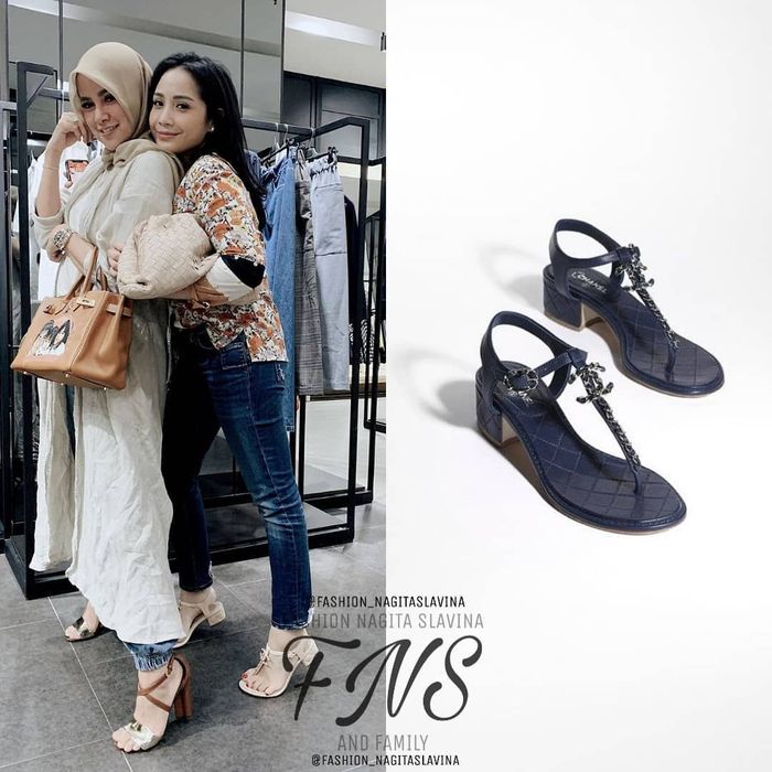 Nagita Slavina memakai sandal jepit branded yang harganya lebih dari 10 juta rupiah