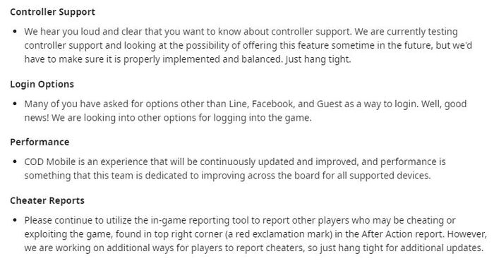 Beberapa poin yang disampaikan Activision tentang COD: Mobile