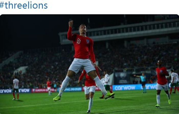 Gelandang timnas Inggris, Ross Barkley, merayakan gol yang dicetak ke gawang timnas Bulgaria dalam laga Grup A Kualifikasi Euro 2020 di Natsionalen Stadion Vasil Levski, Senin (14/10/2019).