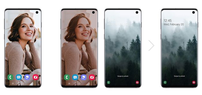 ampilan Dark Mode di Home Screen dan penyesuaian warna karakter di Lock Screen