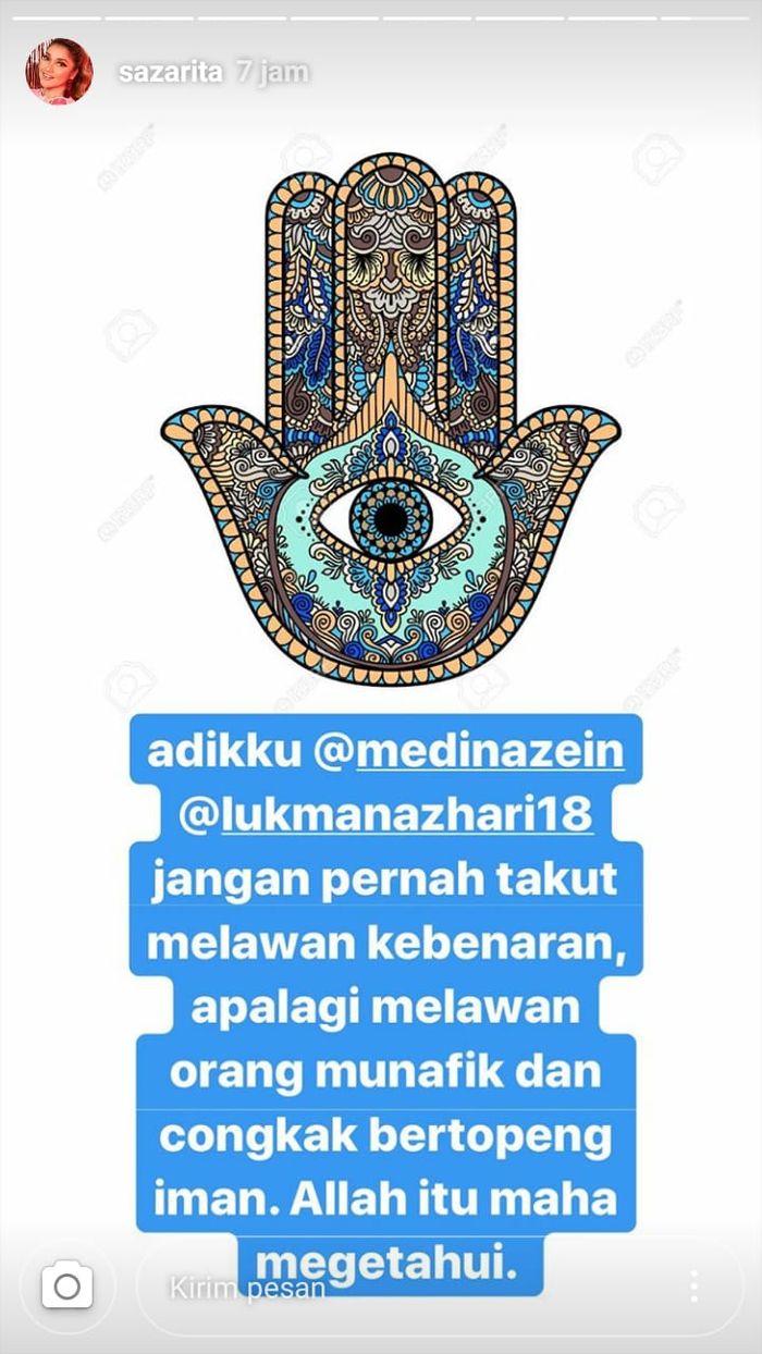 unggahan Insta Story Sarah Azhari