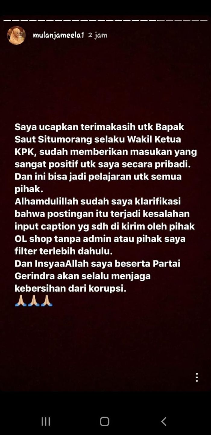 Permintaan maaf Mulan Jameela