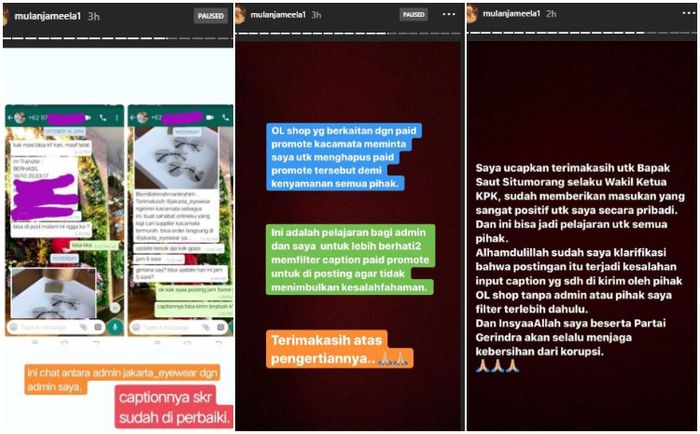 Klarifikasi Mulan Jameela terkait postingan kacamata mewahnya yang kena tegur waketum KPK.
