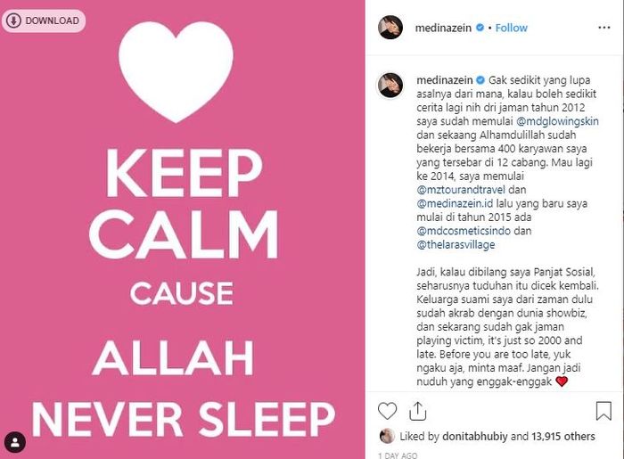 Medina Zein ungkap isi hatinya usai laporkan Irwansyah