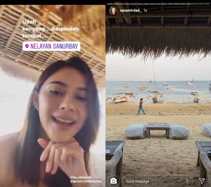 Penampilan Nana Mirdad yang baru-baru ini baru saja mengunjungi sebuah restoran yang berada tepat di pinggir pantai