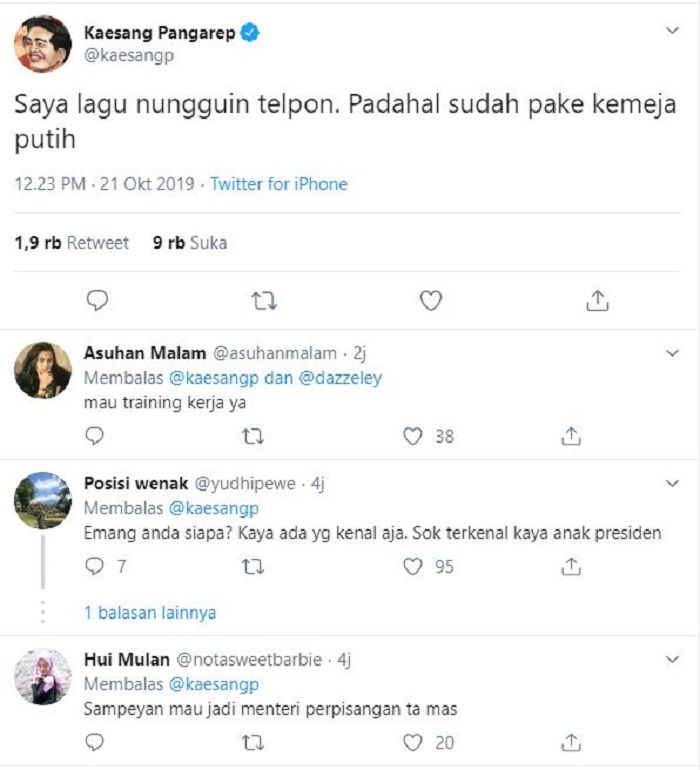 Cuitan Kaesang bikin heboh