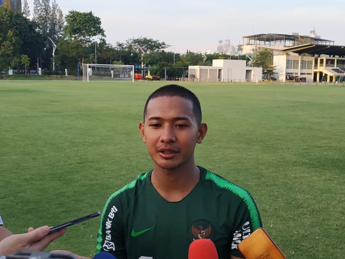 Gian Zola di Lapangan G, Senayan, Jakarta, Senin (21/10/2019).