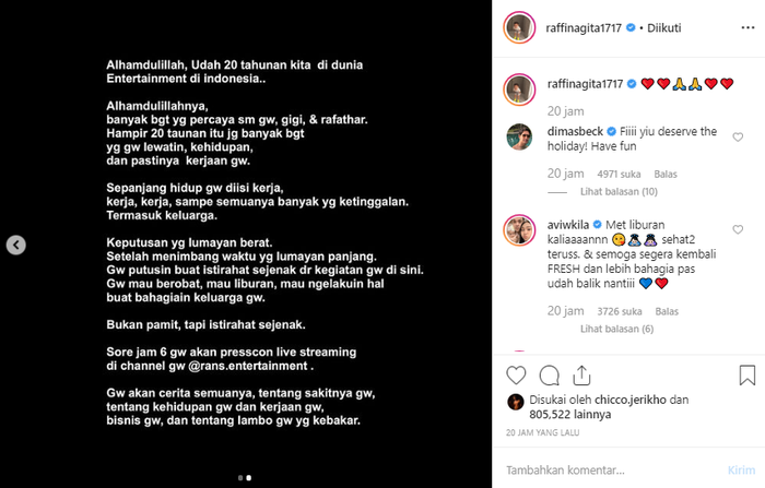 Raffi pamit