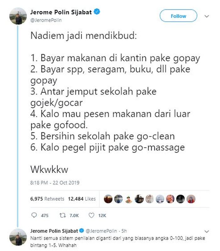 Cuitan warganet soal Nadiem