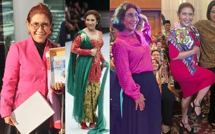 Deretan penampilan Susi Pudjiastuti mantan Menteri Kelautan dan Perikanan RI kenakan busana berwarna cetar