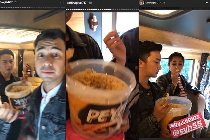 Raffi Ahmad Liburan makan peyek Syahrini