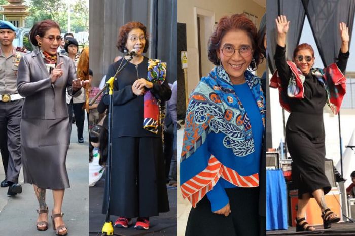 Deretan penampilan Susi Pudjiastuti mantan Menteri Kelautan dan Perikanan RI kenakan berbagai model scarf