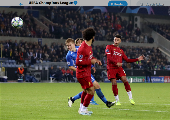 Alex Oxlade-Chamberlain, mencetak gol keduanya dalam laga Liverpool melawan tuan rumah Genk pada matchday 3 Liga Champions, Rabu (23/10/2019) di Luminus Arena.