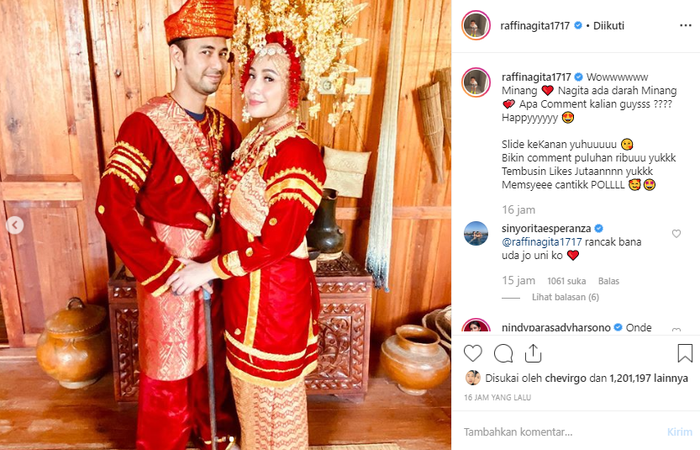 Raffi Nagita berdandan bak pengantin Minang