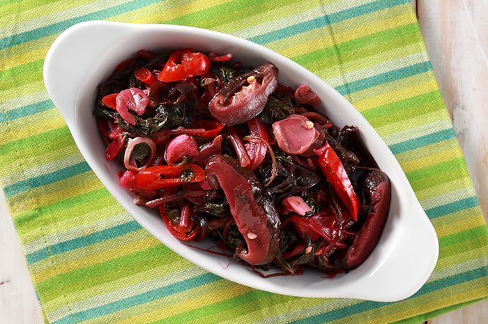Tumis Bayam Merah Jamur