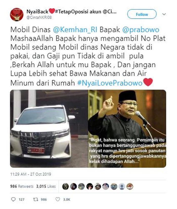 Cuitan akun pendukung prabowo  