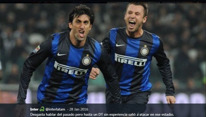 Diego Milito dan Antonio Cassano saat membela Inter Milan.